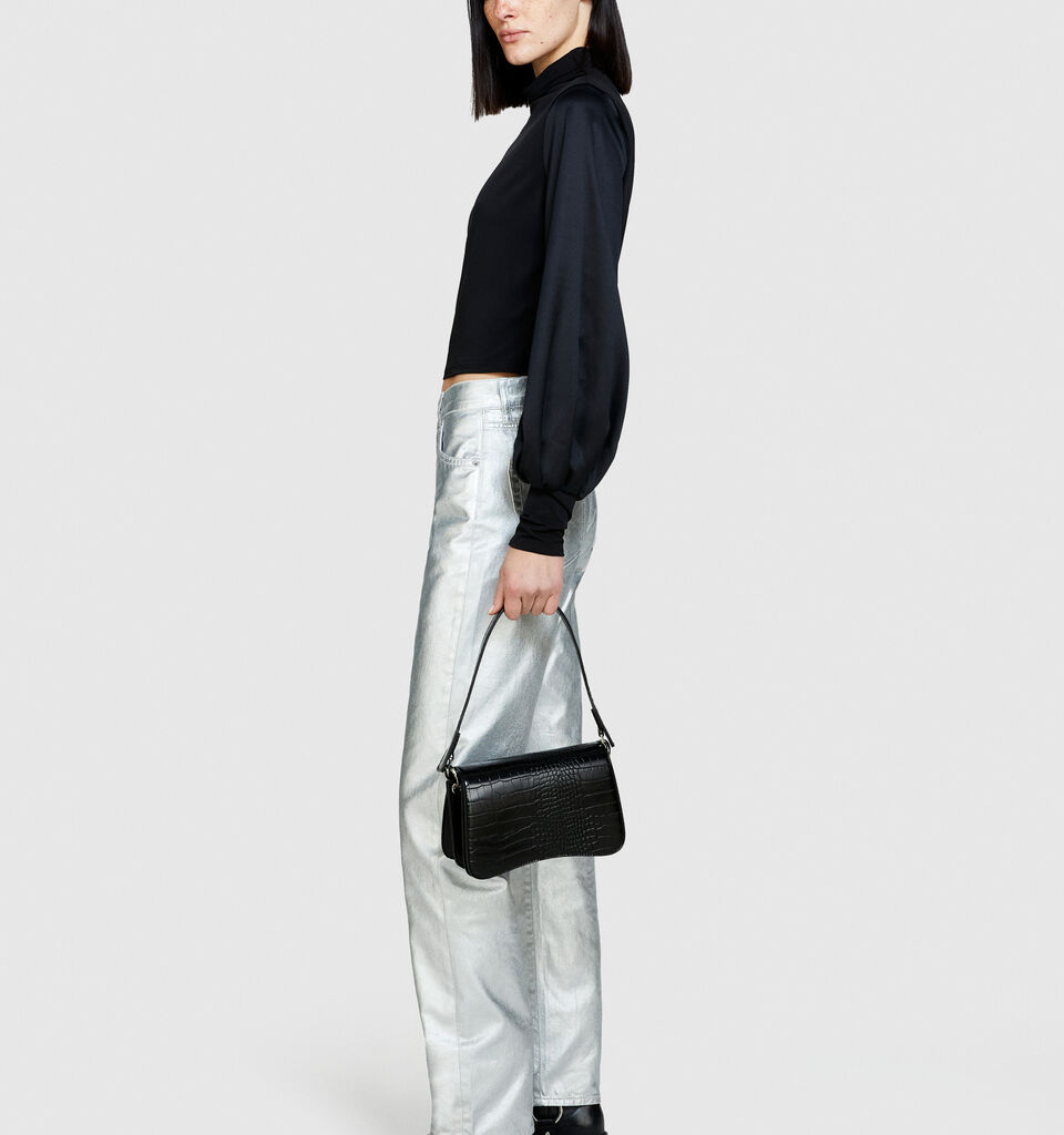 T-shirt with balloon sleeves - women's long sleeve t-shirts - Black | Sisley image number 2